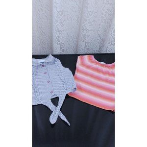 Two Girls 2T Blouses - Button up Tie Waist and Peasant